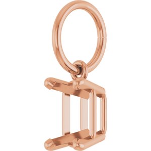 14K Rose Gold 6x4 mm Emerald Charm/Pendant Mounting – image 4