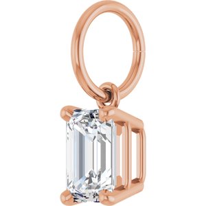 14K Rose Gold 6x4 mm Emerald Charm/Pendant Mounting – image 3
