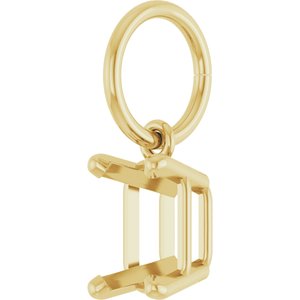 14K Yellow Gold 6x4 mm Emerald Charm/Pendant Mounting – image 4