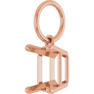 14K Rose Gold 7x5 mm Emerald Charm/Pendant Mounting – image 4
