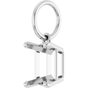 14K White Gold 7x5 mm Emerald Charm/Pendant Mounting – image 4