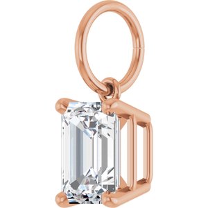 14K Rose Gold 7x5 mm Emerald Charm/Pendant Mounting – image 3