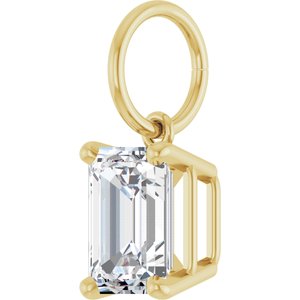 14K Yellow Gold 7x5 mm Emerald Charm/Pendant Mounting – image 3