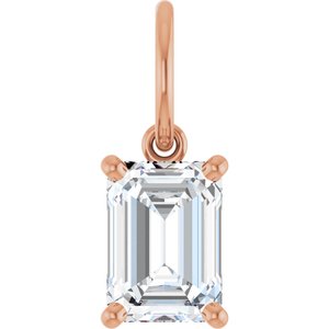 14K Rose Gold 7x5 mm Emerald Charm/Pendant Mounting