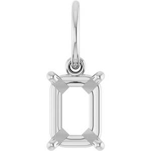 14K White Gold 7x5 mm Emerald Charm/Pendant Mounting – image 2