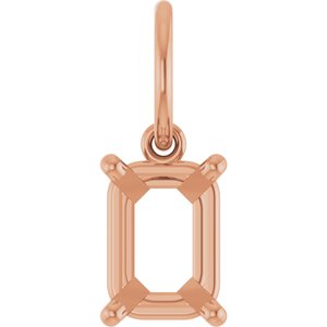 14K Rose Gold 7x5 mm Emerald Charm/Pendant Mounting – image 2