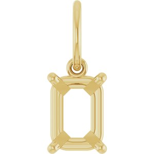 14K Yellow Gold 7x5 mm Emerald Charm/Pendant Mounting – image 2