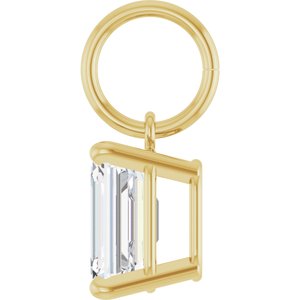 14K Yellow Gold 7x5 mm Emerald Charm/Pendant Mounting – image 5
