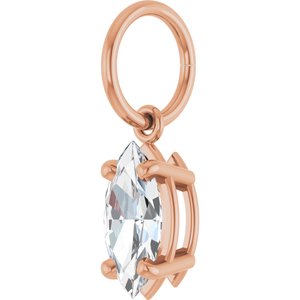14K Rose Gold 8x4 mm Marquise Charm/Pendant Mounting – image 3
