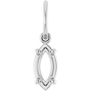 14K White Gold 8x4 mm Marquise Charm/Pendant Mounting – image 2
