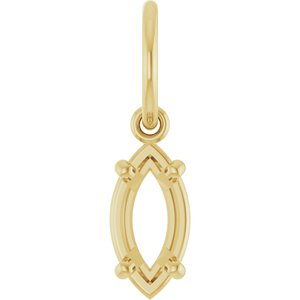 14K Yellow Gold 8x4 mm Marquise Charm/Pendant Mounting – image 2