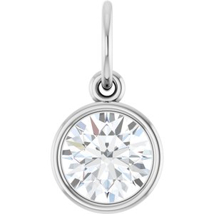 14K White Gold 9/10 CT Natural Diamond Charm/Pendant