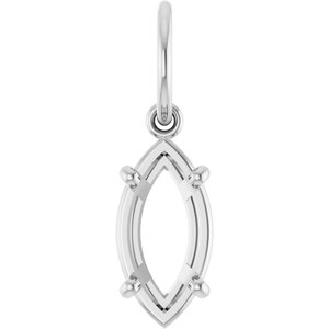 14K White Gold 10x5 mm Marquise Charm/Pendant Mounting – image 2
