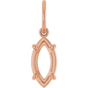14K Rose Gold 10x5 mm Marquise Charm/Pendant Mounting – image 2