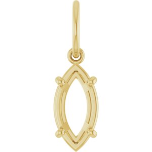 10K Yellow Gold 10x5 mm Marquise Charm/Pendant Mounting – image 2