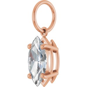 14K Rose Gold 10x5 mm Marquise Charm/Pendant Mounting – image 3
