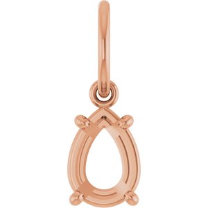 14K Rose Gold 7x5 mm Pear Charm/Pendant Mounting – image 2