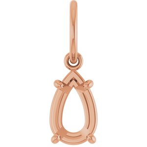 14K Rose Gold 8x5 mm Pear Charm/Pendant Mounting – image 2