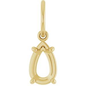 14K Yellow Gold 8x5 mm Pear Charm/Pendant Mounting – image 2