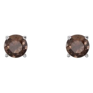 14K White Gold 5 mm Natural Smoky Quartz Earrings – image 2