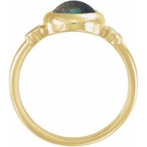 14K Yellow Gold Natural Labradorite & 1/8 CTW Natural Labradorite Cabochon Ring