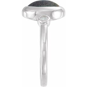 Platinum Natural Labradorite & 1/8 CTW Natural Labradorite Cabochon Ring