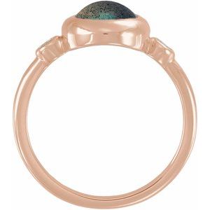 14K Rose Gold Natural Labradorite & 1/8 CTW Natural Labradorite Cabochon Ring