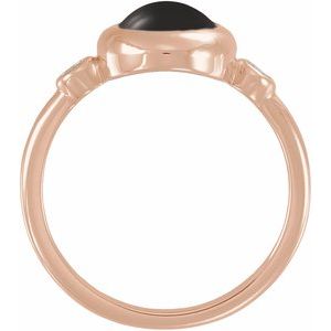 14K Rose Gold Natural Black Onyx & 1/8 CTW Natural Onyx Cabochon Ring