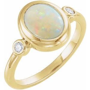 Accented Cabochon Bezel-Set Ring