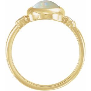 Accented Cabochon Bezel-Set Ring
