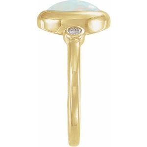 14K Yellow Gold Natural Ethiopian Opal & 1/8 CTW Natural Ethiopian Opal Cabochon Ring
