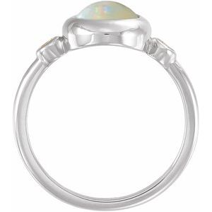 Platinum Natural Ethiopian Opal & 1/8 CTW Natural Ethiopian Opal Cabochon Ring