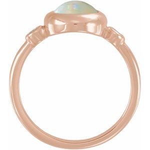 14K Rose Gold Natural Ethiopian Opal & 1/8 CTW Natural Opal Cabochon Ring