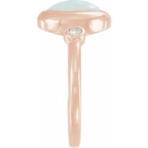 14K Rose Gold Natural Ethiopian Opal & 1/8 CTW Natural Opal Cabochon Ring