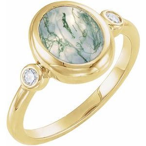 Accented Cabochon Bezel-Set Ring
