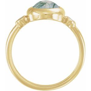 Accented Cabochon Bezel-Set Ring