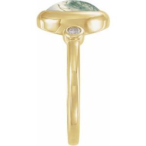 Accented Cabochon Bezel-Set Ring