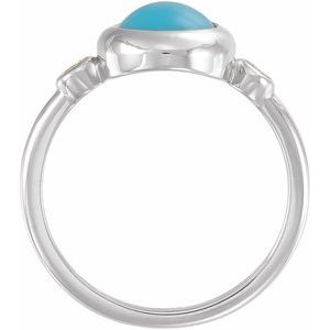 Sterling Silver Natural Turquoise & 1/8 CTW Natural Turquoise Cabochon Ring