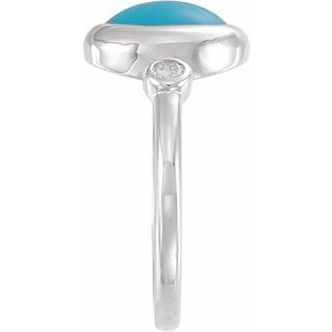 Sterling Silver Natural Turquoise & 1/8 CTW Natural Turquoise Cabochon Ring