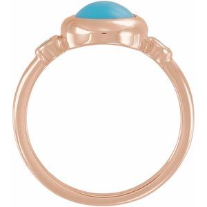 14K Rose Gold Natural Turquoise & 1/8 CTW Natural Turquoise Cabochon Ring