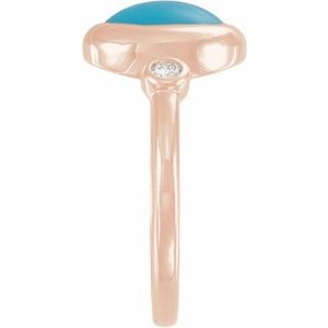 14K Rose Gold Natural Turquoise & 1/8 CTW Natural Turquoise Cabochon Ring