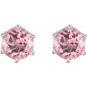 14K White Gold Natural Pink Morganite Earrings – image 2