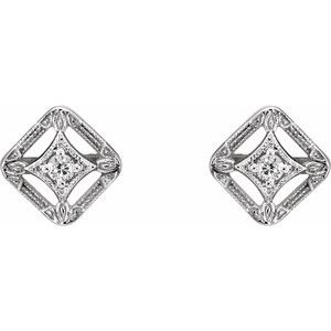 14K Yellow Gold .08 CTW Natural Diamond Filigree Earrings – image 2
