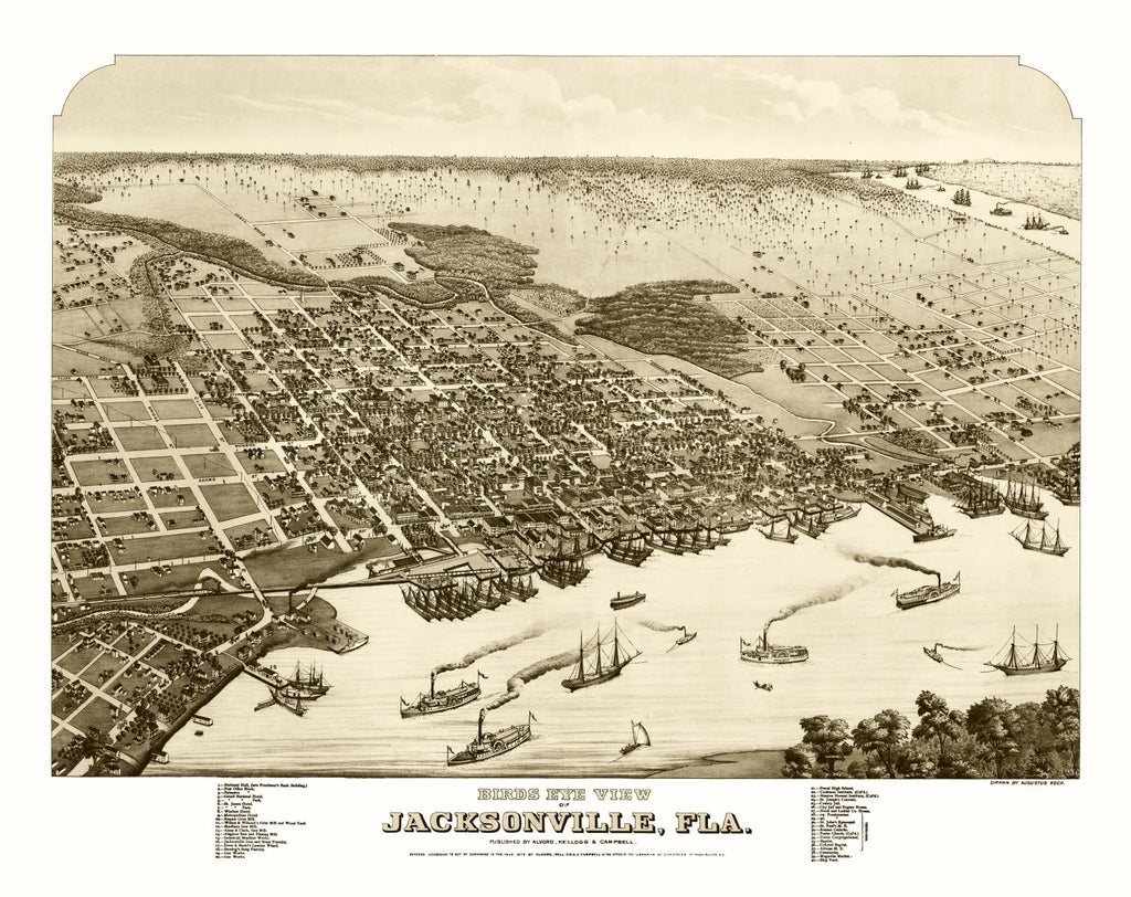 Vintage Map of Jacksonville, Florida 1876