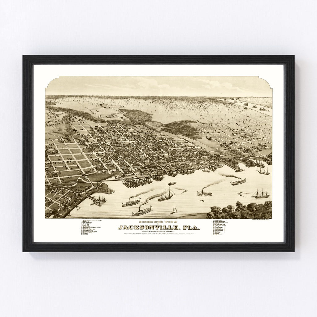 Vintage Map of Jacksonville, Florida 1876