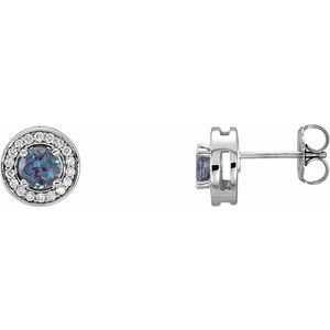 14K White Gold Lab-Grown Alexandrite & 1/5 CTW Natural Diamond Earrings