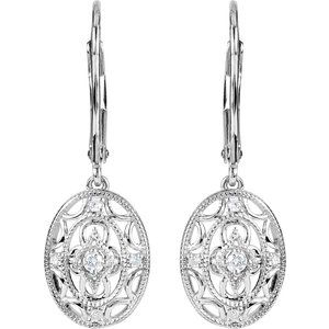 Sterling Silver 1/10 CTW Natural Diamond Lever Back Earrings – image 2