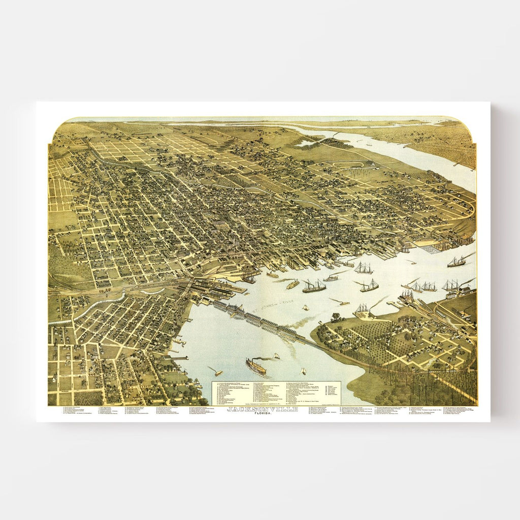Vintage Map of Jacksonville, Florida 1893