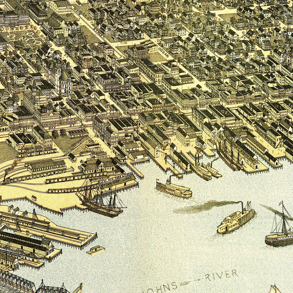 Vintage Map of Jacksonville, Florida 1893