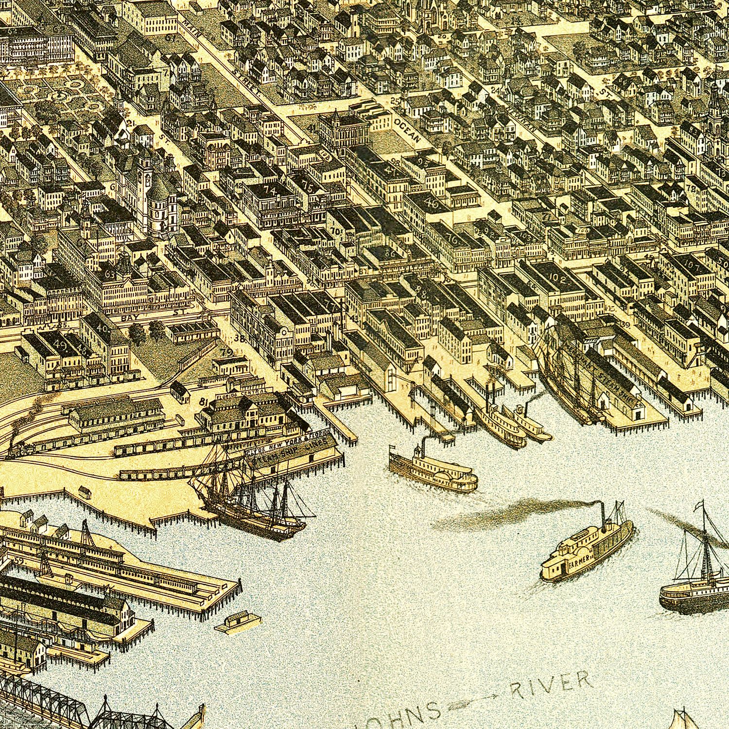 Vintage Map of Jacksonville, Florida 1893